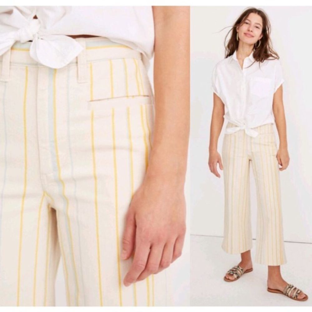 Madewell Pant Emmett Tall Wide Leg Crop Stripe NWT